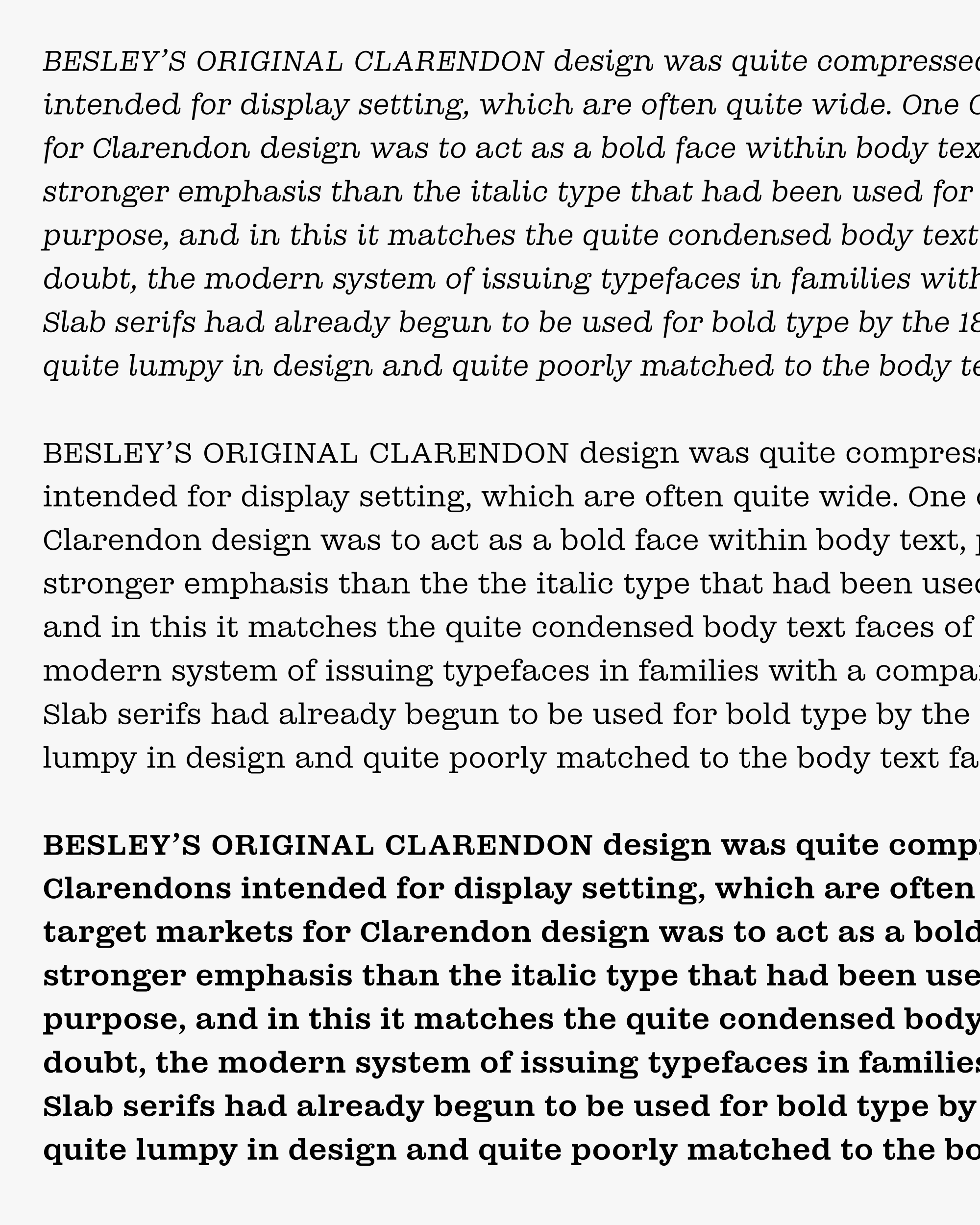 Job Clarendon Text styles 2000